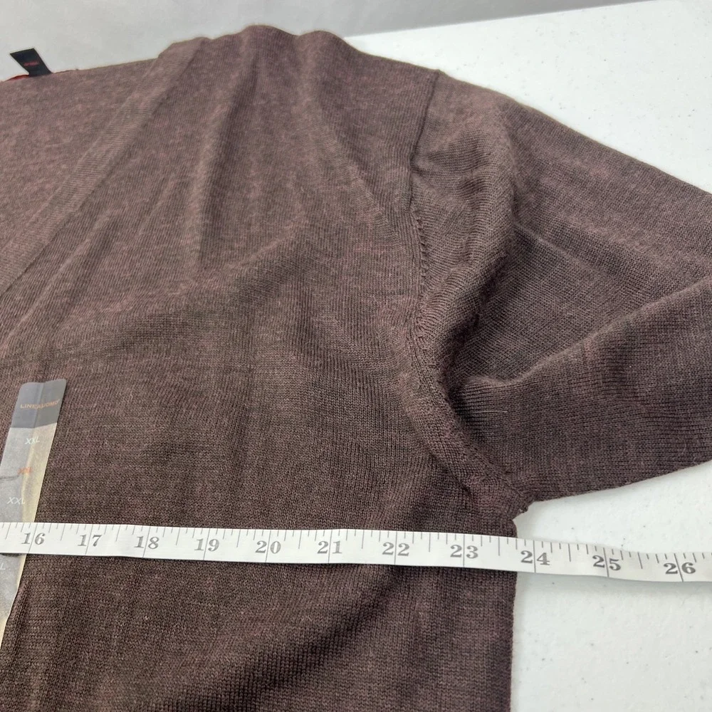 NWOT Linea‎ Uomo Brown Lightweight Wool Blend Preppy Cardigan Size 2XL